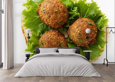 Falafel balls isolated on a white background top view Wall mural