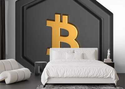 3D icon of a btc coin Wall mural