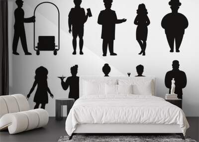 hotel staff flat Silhouettes Vector Wall mural