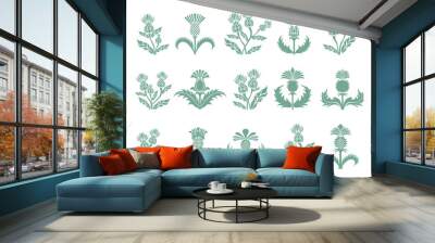 thistle plant silhouettes premium vectors Wall mural