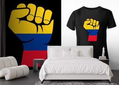 Colombia Love T-Shirt Design I love Colombia! Heart shape with glossy effect on white background. Flag template for print, textiles, cap, T-shirts, web page graphic design, sticker Wall mural