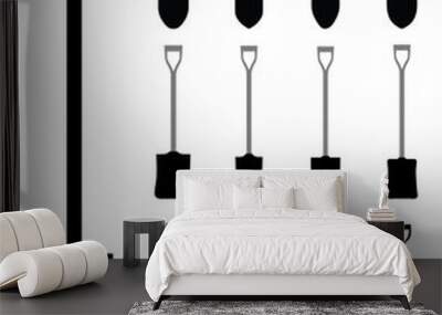 Black silhouettes of shovels and villas, vector illustration Wall mural