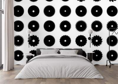 PNG Black silhouettes of different circular saw blades Wall mural