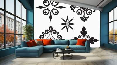 black and white floral elements vector illustration Wall mural