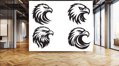 eagle head silhouette vector illustration white  Wall mural