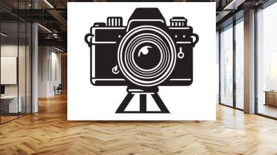 Vector camera lens in striking black vector silhouette Wall mural