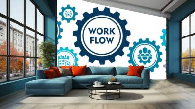 Work flow banner web icon vector illustration concept with icon of team, strategy, project, schedule, management, resources, process, documentation Wall mural