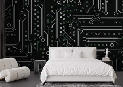 electronic circuit board with lines and point isolated technology background design  Wall mural