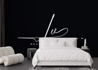 LV letter beauty handwriting vector logo.  Wall mural