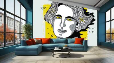 Creative geometric yellow style. Oscar Wilde.  Wall mural