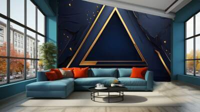 Abstract blue and gold background with a triangle, Luxury Abstract Background Wall mural