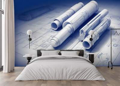 Architectural Design: Construction Blueprint plan Wall mural