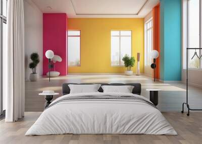 Modern bright interiors empty room design, Living room interior design Wall mural