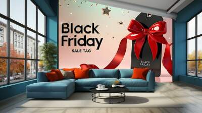 Black Friday Sale Stoke Background, Abstract Bold Letters  3D Text Glossy Design. Wall mural