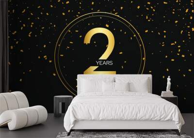 2 years anniversary golden number design. Wall mural