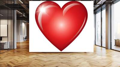 A vibrant red heart with a glossy, three-dimensional appearance on a light background. Isolated on transparent background, png file Wall mural