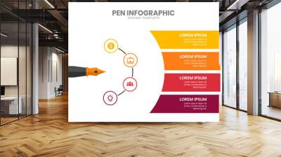 Pen Infographic Template Wall mural