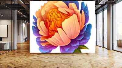 Vibrant Floral Illustrations: Elegant Peony Blooms in Violet and Orange Wall mural