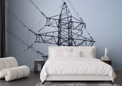 High voltage electric tower elements with sky background Wall mural