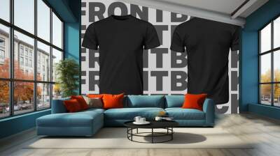 Realistic Vector T-shirt Mockup Black with Text Background Wall mural