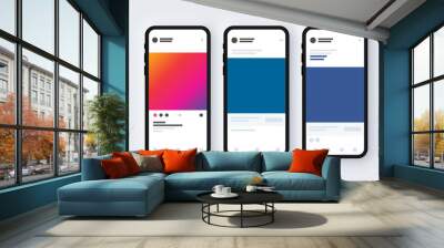 Social Media Instagram LinkedIn Facebook Template Mockup Simple Page Profile Wall mural