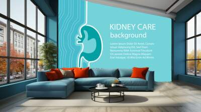 Linear vector background for Urology. Poster Kidney care clinic in blue color. vector illustration. EPS 10 Wall mural