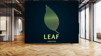 simple logo leaf Illustration in a linear style. Abstract line art green leaf Ecology Logotype concept icon. Vector illustration suitable for organization, company, or community. EPS 10 Wall mural