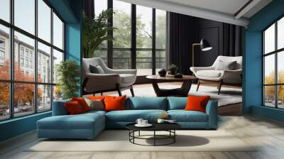 modern living room with two armchair Wall mural