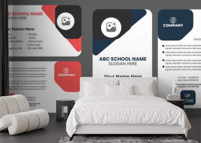 Simple business Id card design template,
Corporate identity card vertical and horizontal template. Employee or student ID card set design for office or school. Print-ready identification card template Wall mural