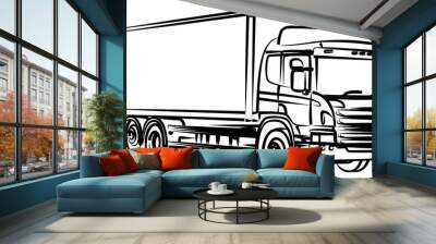 A sketch of the long truck. Wall mural