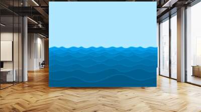 Seascape with blue wave. Wall mural