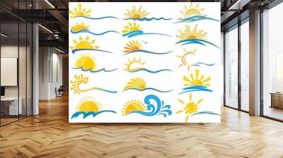 Set symbols of sun and sea.  Wall mural