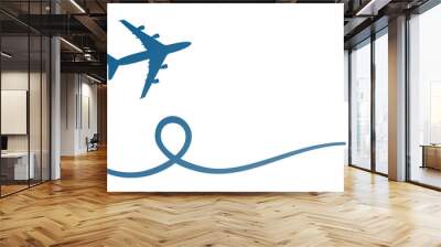 Symbol of flying blue airplane. Wall mural