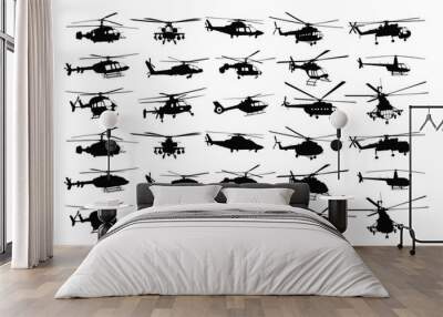 The set of helicopter silhouettes.
 Wall mural