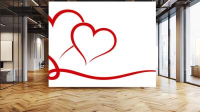 The stylized symbol with red hearts. Wall mural