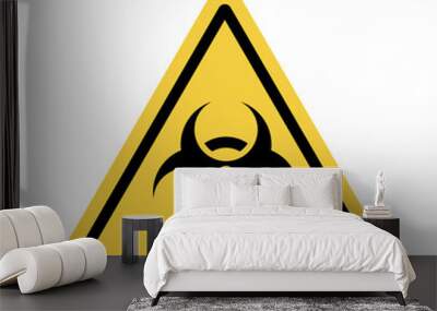 Danger warning board icon, biological hazard. Caution and dangerous area. Yellow sign for safety, hazard shock. Keep out caution warning and risk zone. cartoon illustration Wall mural