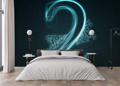 glowing font. shiny number 2 Wall mural