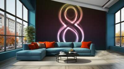 Shiny font. Glowing number 8. Wall mural