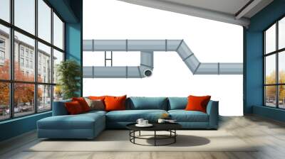 Ventilation pipe. Vent system element. Isolated cartoon part. Air system, steel pipe detail constructor on white background Wall mural