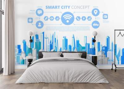 Smart City with Smart Services Icons Wall mural