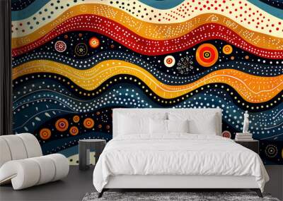 Colorful abstract Australian aboriginal bigambul seamless pattern Wall mural