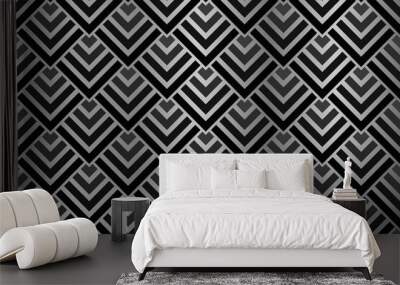 Seamless black and silver art deco pattern. geometric vector pattern background. wallpaper. EPS10 Illustration Wall mural