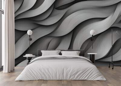 Seamless flowing wave pattern with elegant grayscale texture Wall mural