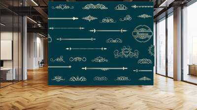 Vintage set decor elements. Decoration for logo Wall mural