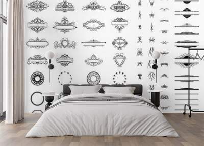 wicker lines and old decor elements in vector. Wall mural