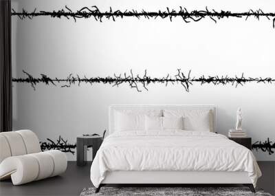 frame of wire, barbed wire texture set, black and white barbed wire border, sound waves in different shapes and sizes, Wall mural