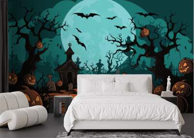 Halloween Background, Illustrator Vector, pumpkin. Wall mural