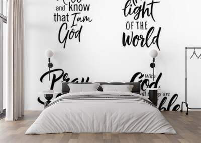 Set of christian lettering quotes. Vector motivation phrases Wall mural