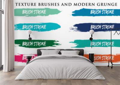 Big collection of colorful brush strokes paint, ink brush strokes, brushes, lines, grungy. Colorful brush stroke collection Wall mural