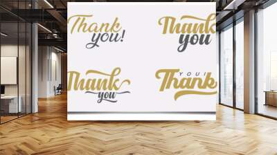 Thank you typography. Thank you text or lettering. Script and handwritten typography.  thank logo collection. Typography Design Inspiration. Vector Wall mural